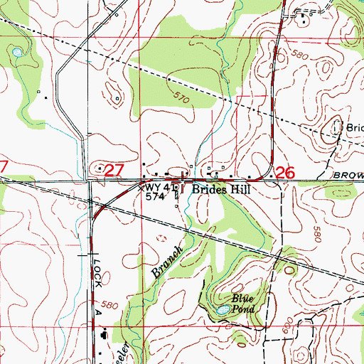 Topographic Map of Brides Hill, AL