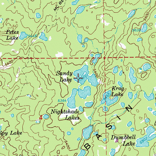 Topographic Map of Sandy Lake, OR