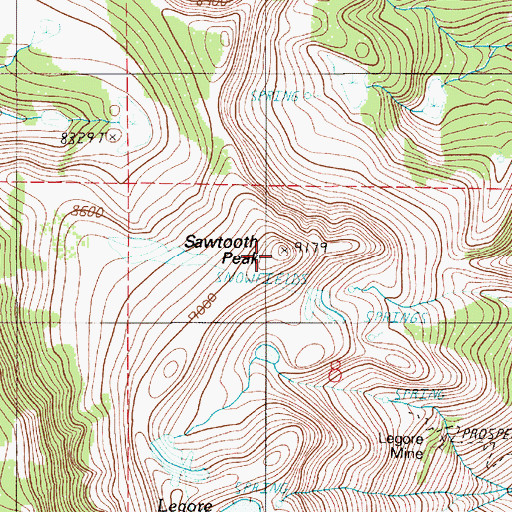 Topographic Map of Sawtooth Peak, OR