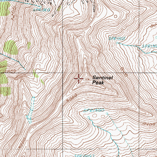 Topographic Map of Sentinel Peak, OR