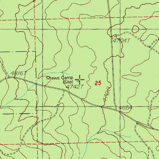 Topographic Map of Shaws Camp, OR