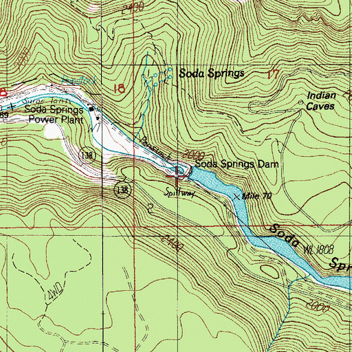 Topographic Map of Soda Springs Dam, OR