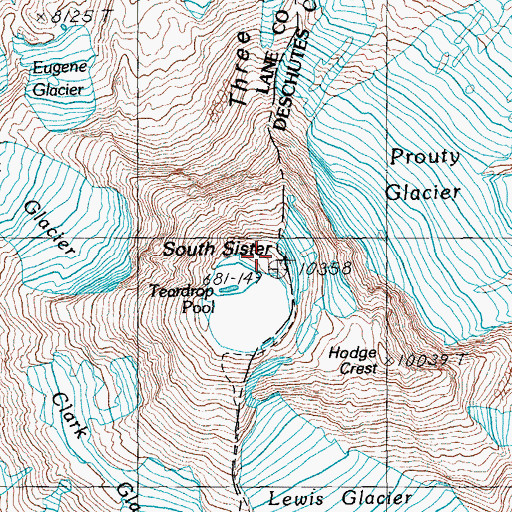 Topographic Map of South Sister, OR
