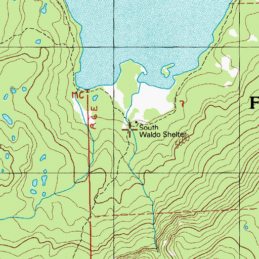 Topographic Map of South Waldo Shelter, OR