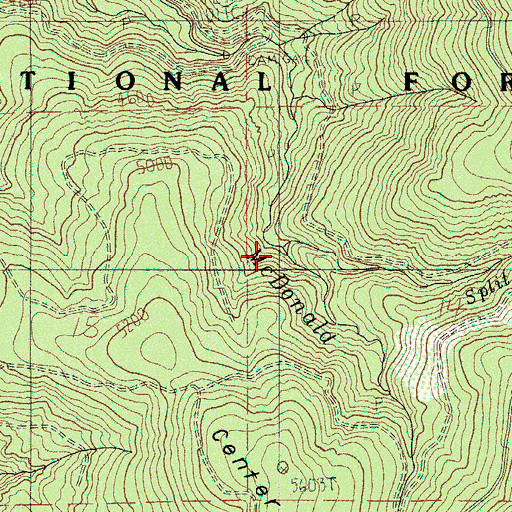 Topographic Map of Split Rock Creek, OR