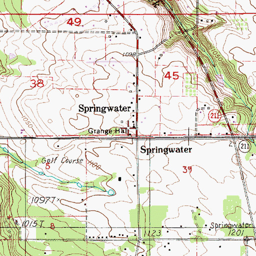 Topographic Map of Springwater, OR