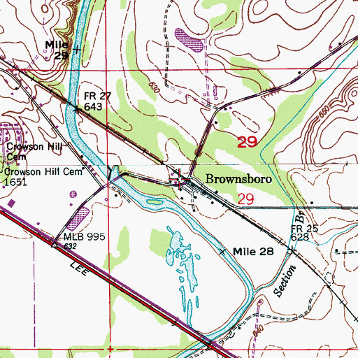 Topographic Map of Brownsboro, AL