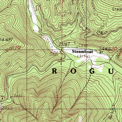 Topographic Map of Steve Fork, OR