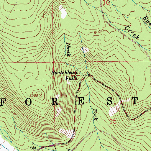 Topographic Map of Switchback Falls, OR
