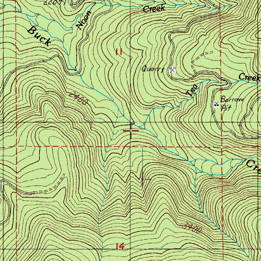 Topographic Map of Tea Creek, OR