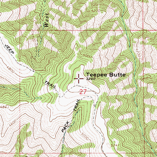 Topographic Map of Teepee Butte, OR