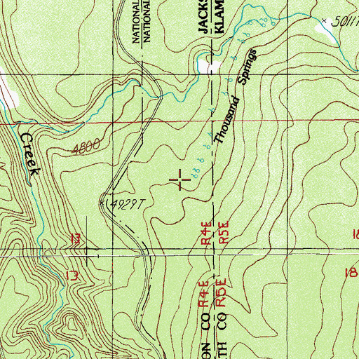 Topographic Map of Thousand Springs, OR