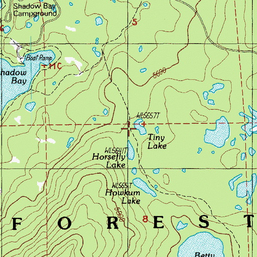 Topographic Map of Tiny Lake, OR