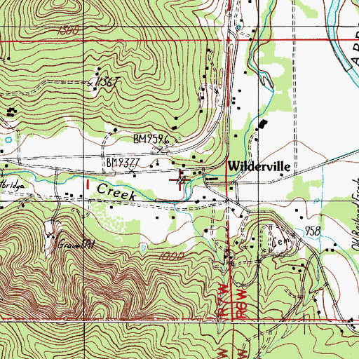 Topographic Map of Wilderville, OR