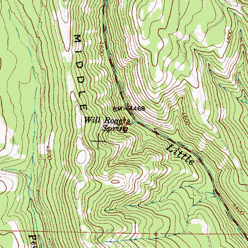 Topographic Map of Will Rogers Spring, OR
