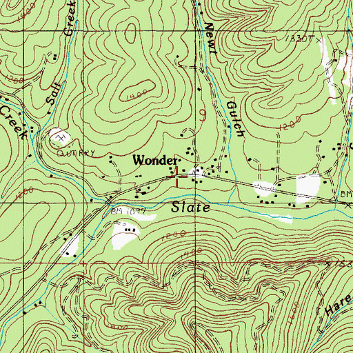 Topographic Map of Wonder, OR