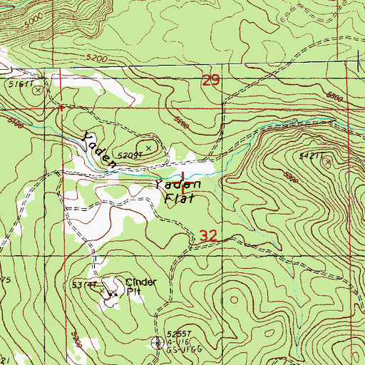 Topographic Map of Yaden Flat, OR