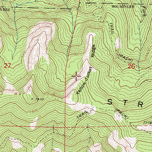 Topographic Map of Yellow Jacket Ridge, OR