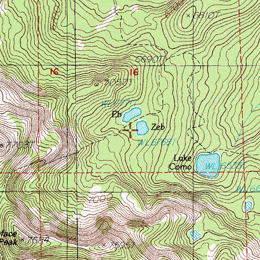 Topographic Map of Zeb Lake, OR