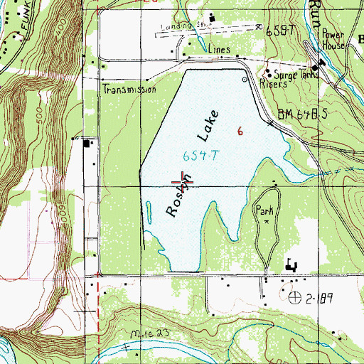 Topographic Map of Lake Roslyn Dam (historical), OR