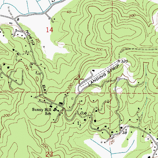 Topographic Map of Sunnyhill Airport, OR