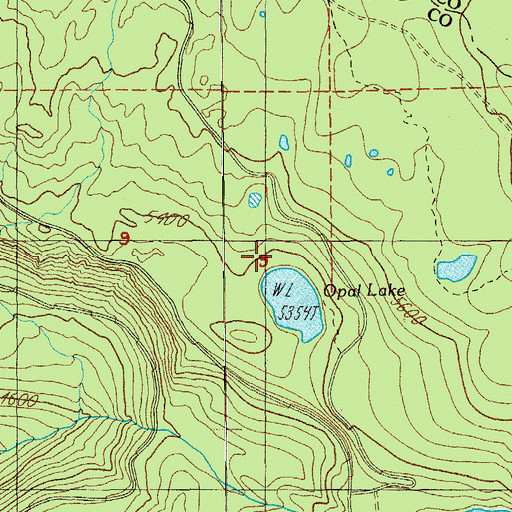 Topographic Map of Opal Lake Recreation Site, OR