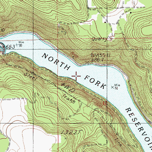 Topographic Map of North Fork Reservoir, OR