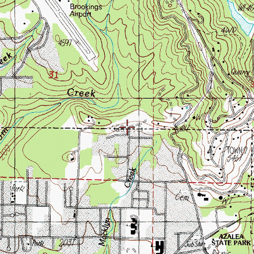Topographic Map of Ward Memorial Cemetery, OR