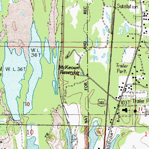 Topographic Map of McKeown Reservoir, OR