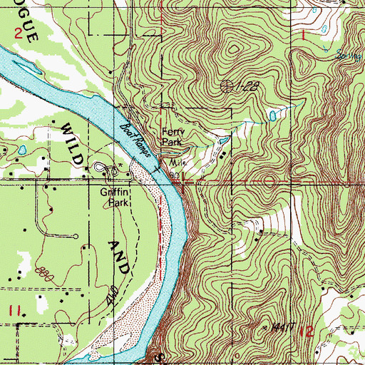 Topographic Map of Ferrydale Cemetery, OR