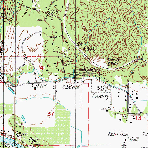 Topographic Map of Granite Hill Cemetery, OR