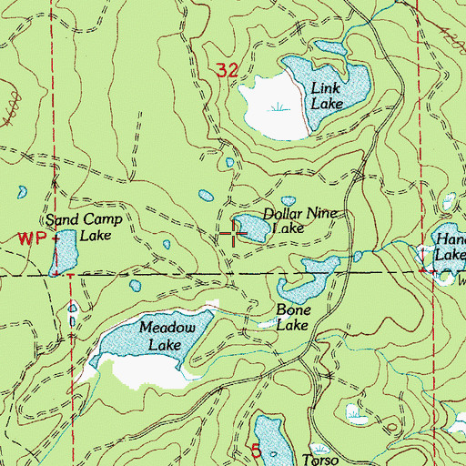 Topographic Map of Dollar Nine Lake, OR