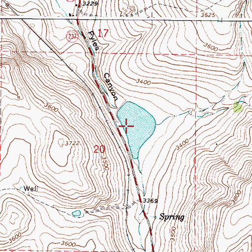 Topographic Map of Pyles Canyon Reservoir Number Two, OR