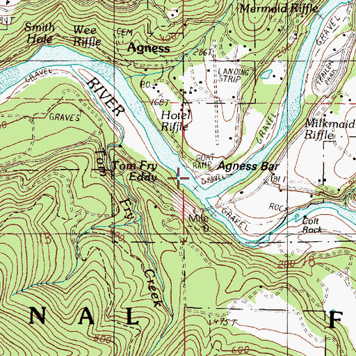 Topographic Map of Agness Bar, OR