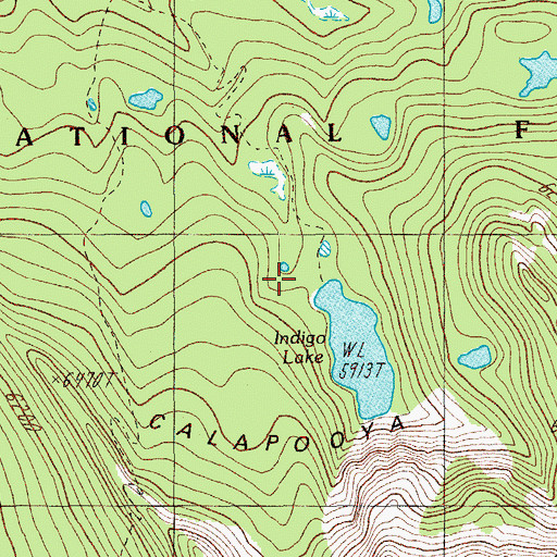 Topographic Map of Indigo Lake Recreation Site, OR