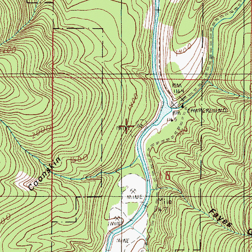 Topographic Map of Anderson Mine, OR