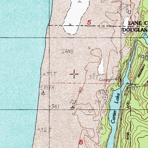 Topographic Map of Carter Dunes Trail, OR