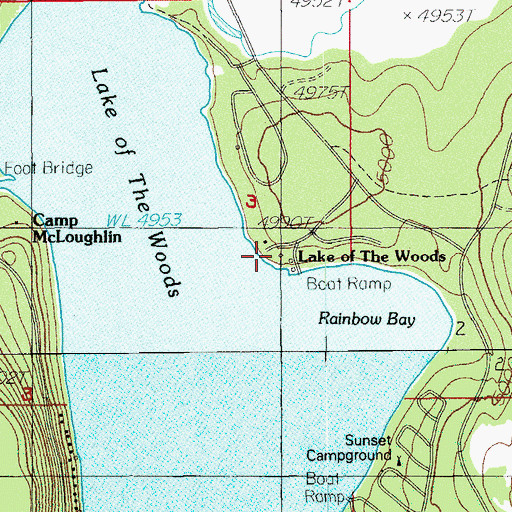 Topographic Map of Lake of the Woods Resort, OR