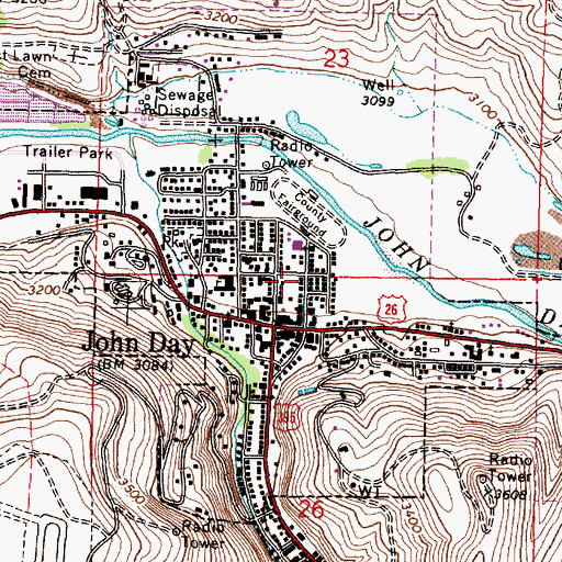 Topographic Map of Malheur National Forest Headquarters, OR