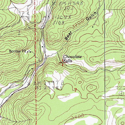 Topographic Map of Chocolate Falls, OR