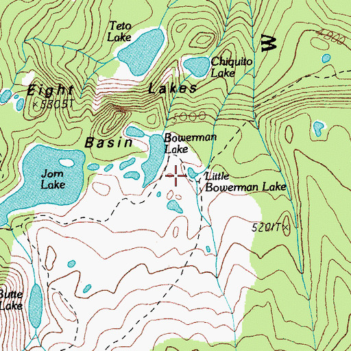 Topographic Map of Little Bowerman Lake, OR