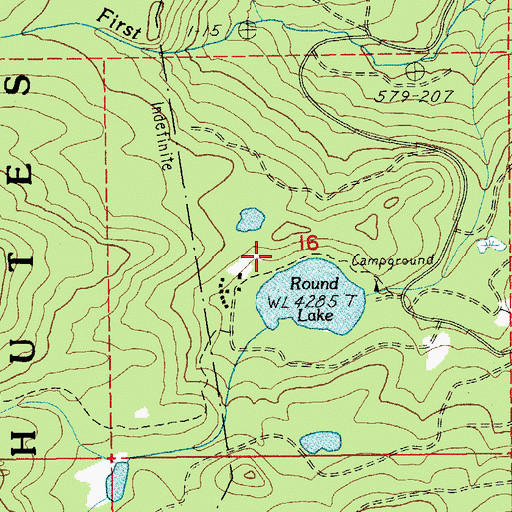 Topographic Map of Round Lake Christian Camp, OR