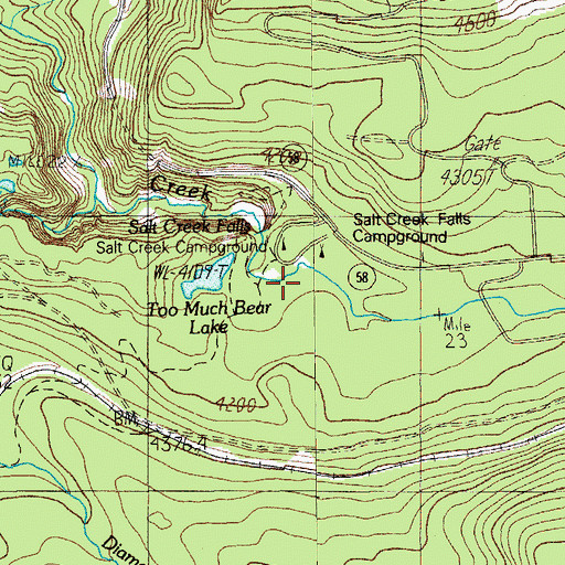 Topographic Map of Salt Creek Falls Recreation Site, OR