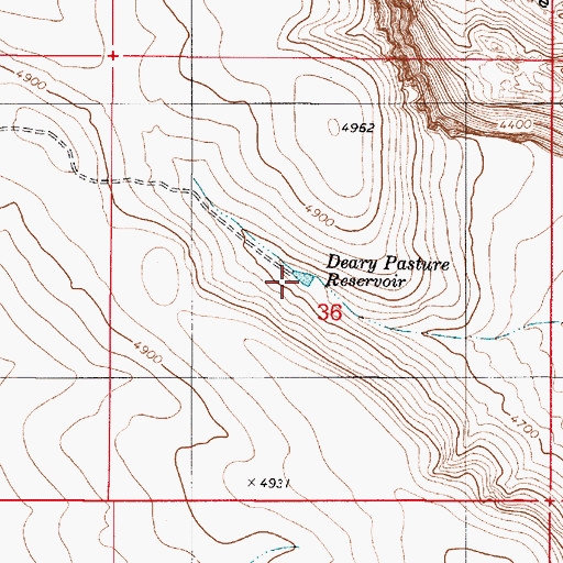 Topographic Map of Deary Pasture Reservoir, OR
