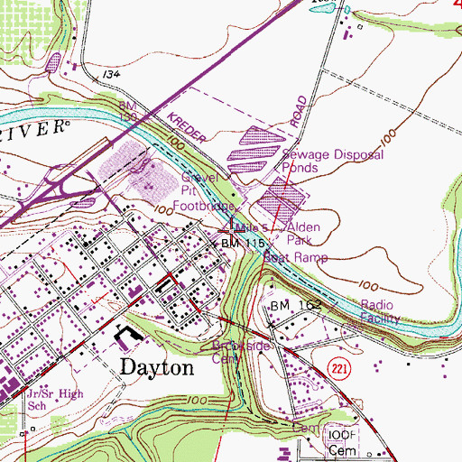 Topographic Map of Alderman Park, OR