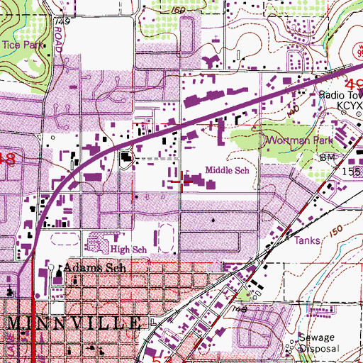 Topographic Map of Patton Middle School, OR