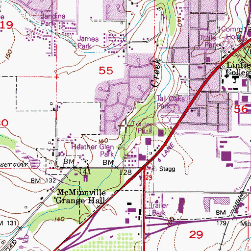 Topographic Map of Tall Oaks Park (historical), OR