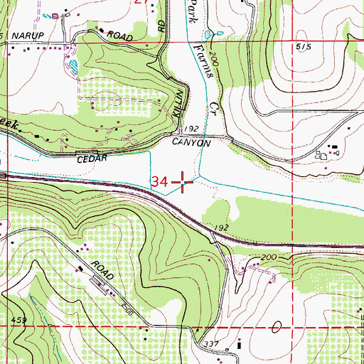 Topographic Map of Cedar Canyon, OR