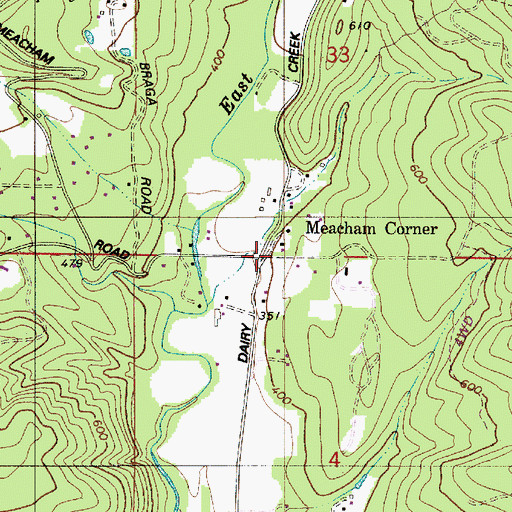 Topographic Map of Meacham Corner, OR