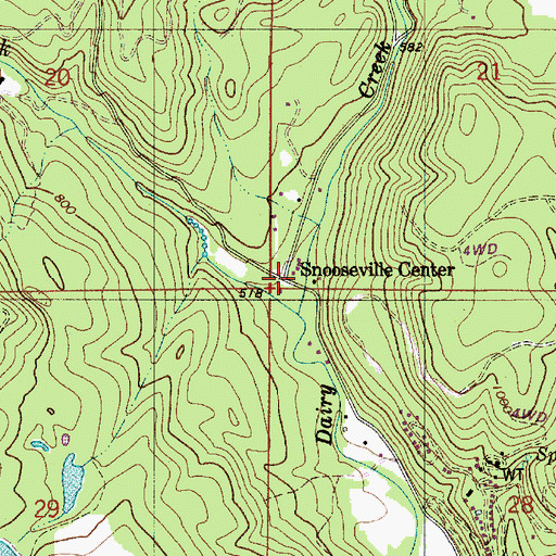 Topographic Map of Snooseville Corner, OR